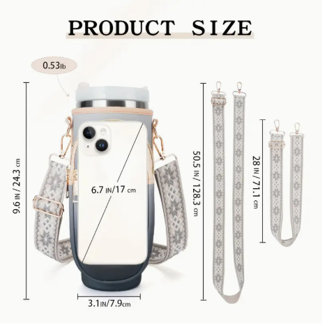 🧡 Sunflower Water Bottle Carrier Bag with Phone Pocket & Strap – Fits 40oz Tumblers | Adjustable & Stylish Travel Sleeve