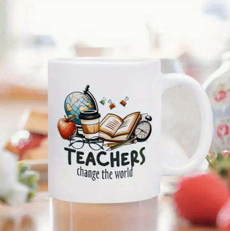 Teachers Change the World - 11oz Ceramic Coffee Mug | Double-Sided Inspirational Teacher Gift