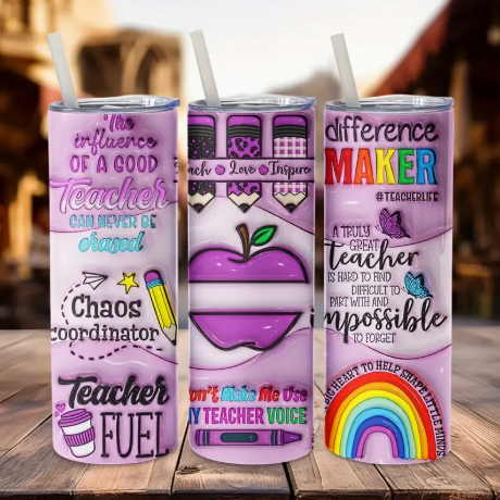 20oz Teacher Appreciation Tumbler – Insulated Stainless Steel Mug with Lid & Straw, Gift Box Included