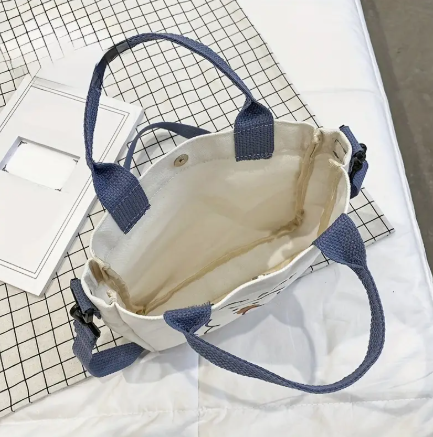 👜 Disney Stitch Canvas Shoulder Bag – Cartoon Print Handbag with Adjustable Strap