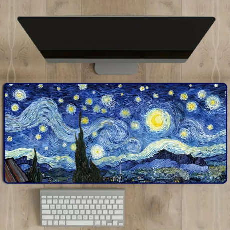 Van Gogh Starry Night Inspired Large Desk Mouse Pad