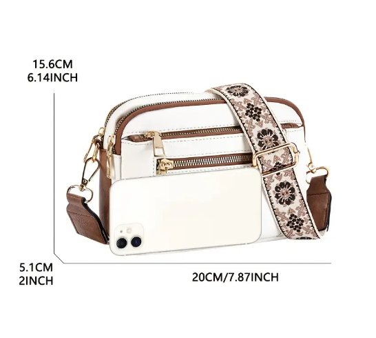 👜 Vegan Leather Crossbody Purse – Adjustable Strap, Multi-Pocket Design, Boho-Inspired Strap