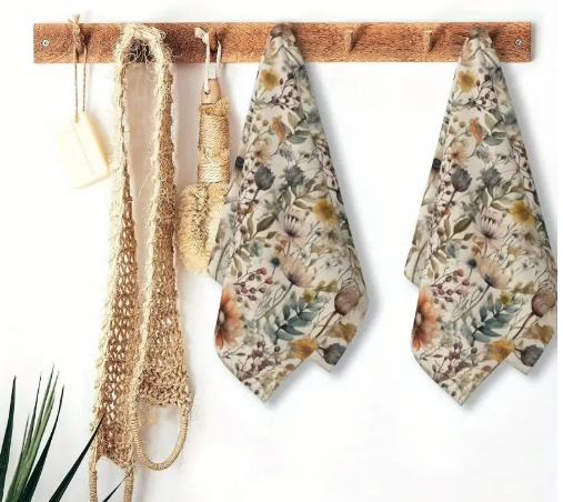 Bohemian Watercolor Floral Hand Towels - Set of 2