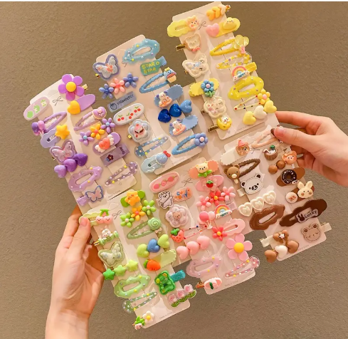 14-Piece Multicolor Cartoon Resin Hair Clip Set – Cute Barrettes for Girls, Toddlers & Women